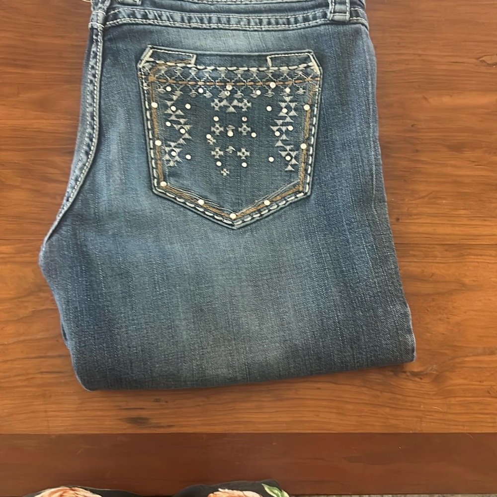 Wrangler Blue Boot Cut Jeans with Sparkly Embellishments